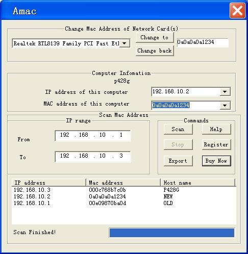 Find  Mac Address  Screenshot